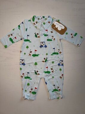 Angel Dear Dog Gone Golf Polo Romper 0-3 3-6 6-12 12-18 18-24 months